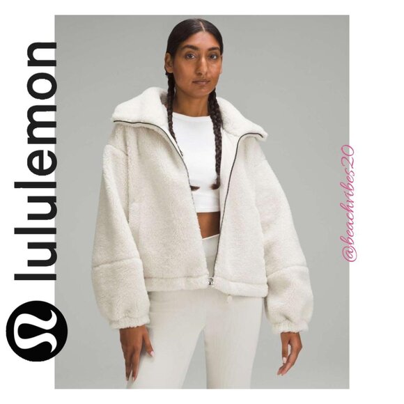 LULULEMON ATHLETICA Cinchable Fleece Zip-Up Bone 8 EUC - Picture 2 of 7
